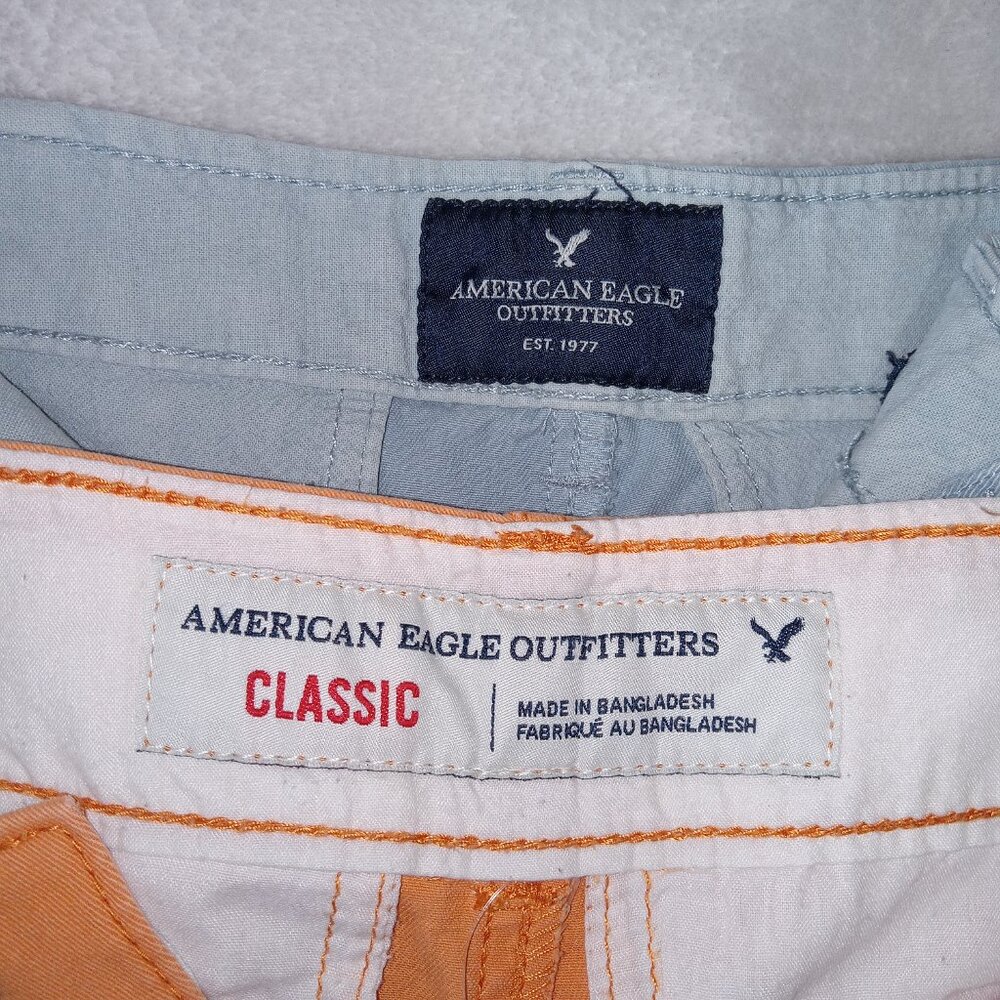 Y2K American Eagle Mens Shorts Lot Size 28 Orange Blue Chino Classic Preppy Golf - Picture 6 of 15